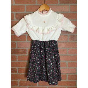 Vintage Delta Girl Fit and Flare Dress Short Sleeve Ruffle Detail Floral Size 7